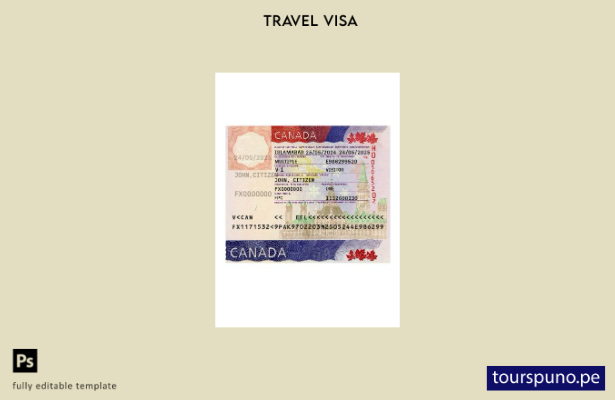 Plantilla actual de visa de viaje a Canadá lista para imprimir